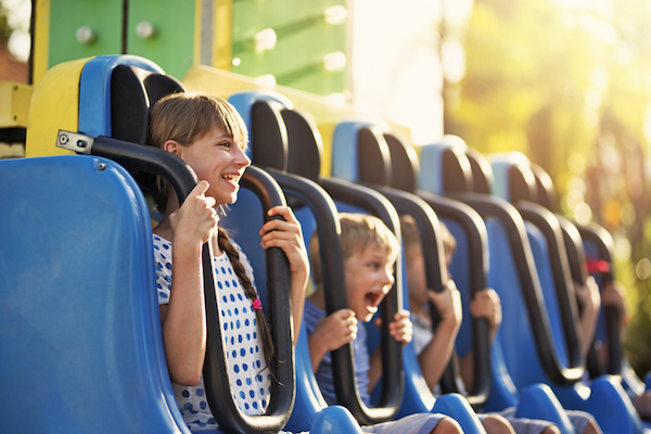 Children enjoy an amusement park ride in Ocean City, NJ