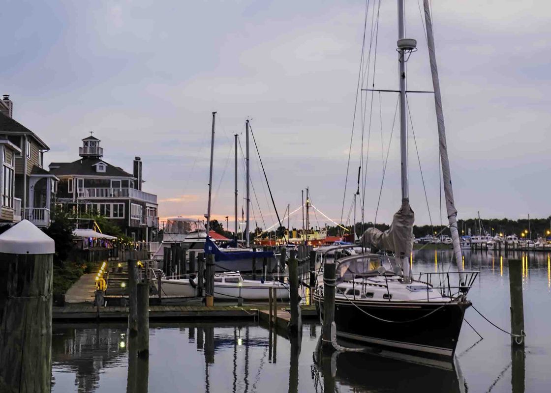Boats on the harbor at Lewes in Delaware