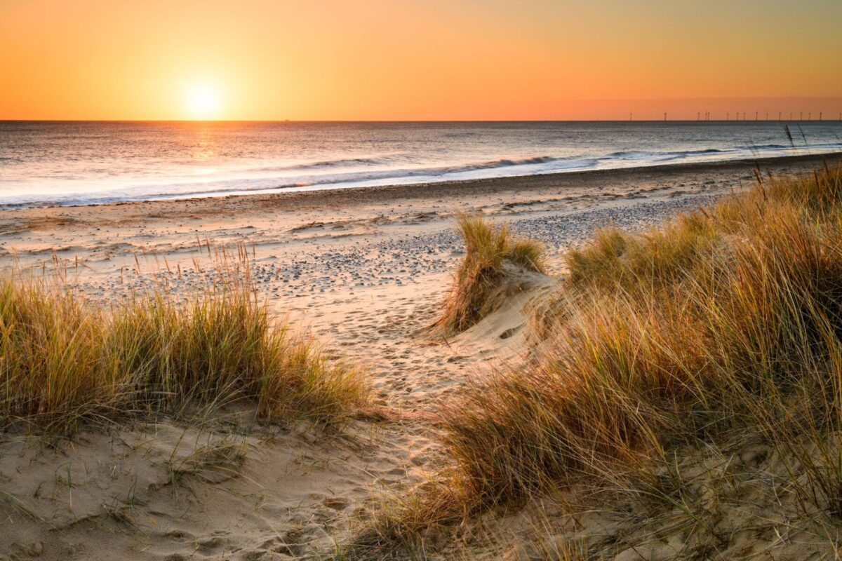 view of ocean at sunset